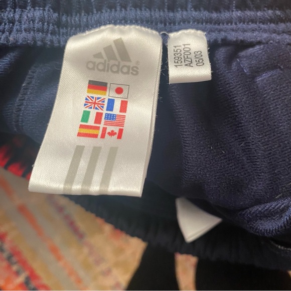 Adidas Three Stripes Navy Blue Red Stripes Warm Up Draw String Pants L - Picture 8 of 8